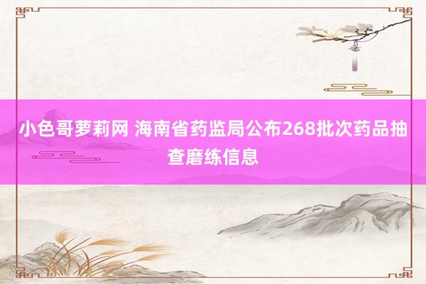小色哥萝莉网 海南省药监局公布268批次药品抽查磨练信息