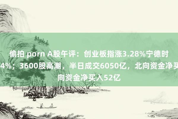 偷拍 porn A股午评：创业板指涨3.28%宁德时间大涨14%；3600股高潮，半日成交6050亿，北向资金净买入52亿