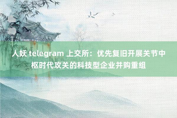 人妖 telegram 上交所：优先复旧开展关节中枢时代攻关的科技型企业并购重组