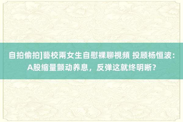 自拍偷拍]藝校兩女生自慰裸聊視頻 投顾杨恒波：A股缩量颤动养息，反弹这就终明晰？