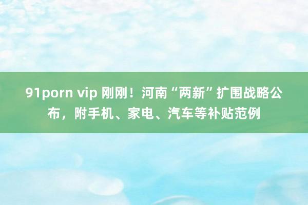 91porn vip 刚刚！河南“两新”扩围战略公布，附手机、家电、汽车等补贴范例
